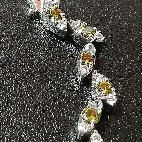 Riviera 925 Silver Bracelet with Green and White Zircon Stones like new