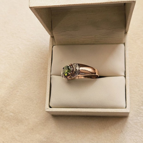 Rose gold ring 585 14k vintage Russian with central stone