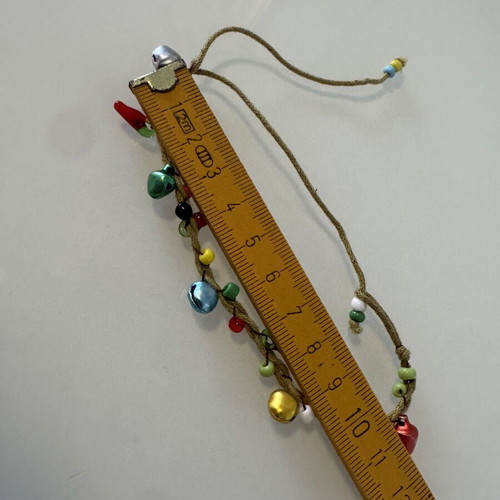 Handmade anklet with beads, bells and chili peppers, like new