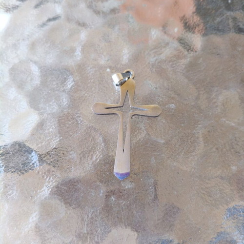 Steel cross like new, matte and glossy sides, gray