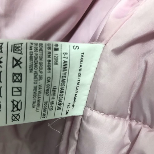 Benetton jacket used pink with cotton padding and synthetic fur