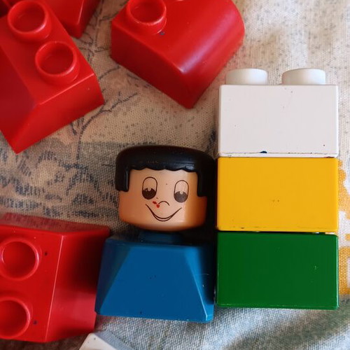 Set of large plastic building blocks with figures
