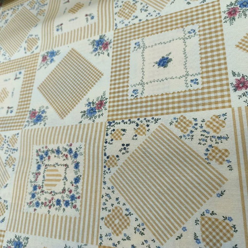 Canvas fabric printed with geometric and floral patterns, new