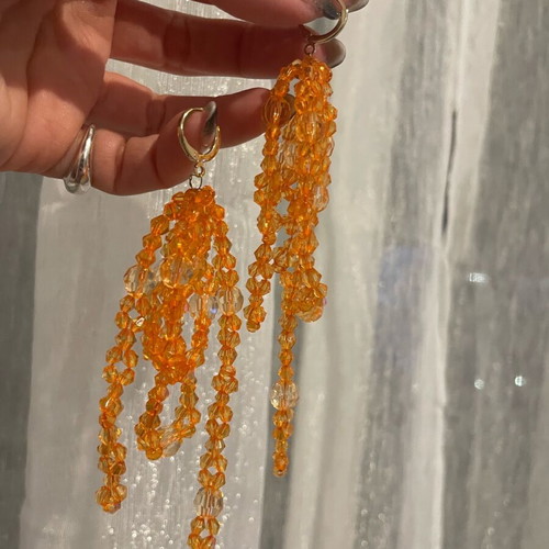 Beaded earrings like new with gold hoops