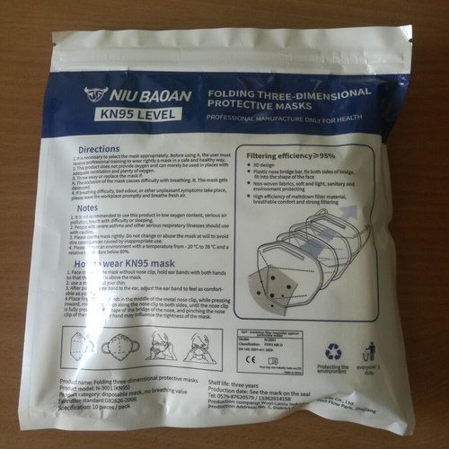 N-3001 KN95 Protective Masks pack of 10 new, white