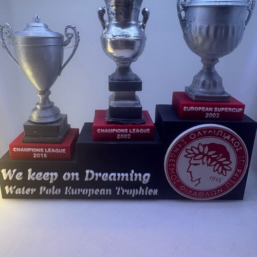 Olympiacos Water Polo European trophies miniatures new, height 8cm