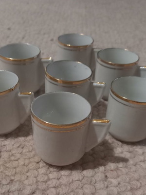 Set of 7 used Greek coffee cups grandma's style