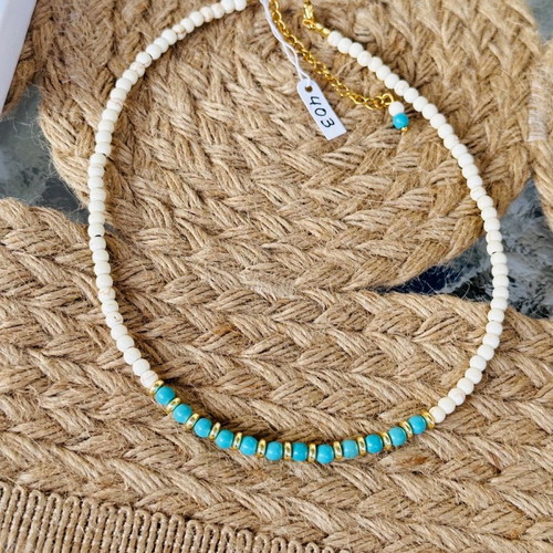 Necklace with chalcedony, hematite stones and steel new