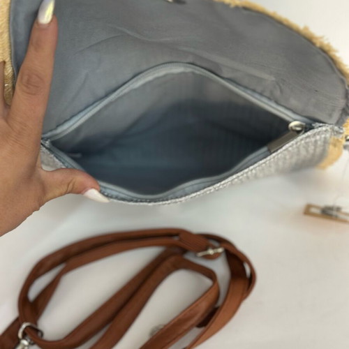 Bag to Bag gray straw handbag with eye new with tag