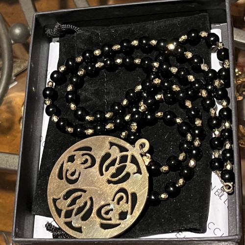 Coccinelle Pendant New Black With Pearl-Type Stones 85 cm