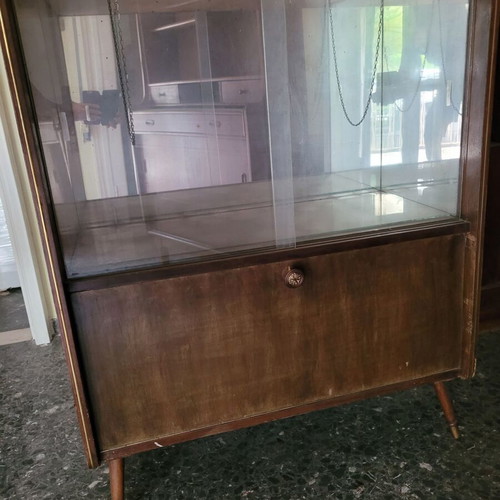 Vintage buffet used from 1950 with glass shelf and mirror