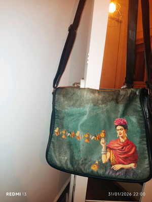 Frida Kahlo Large Postal Bag used, synthetic leather, 30x40 cm