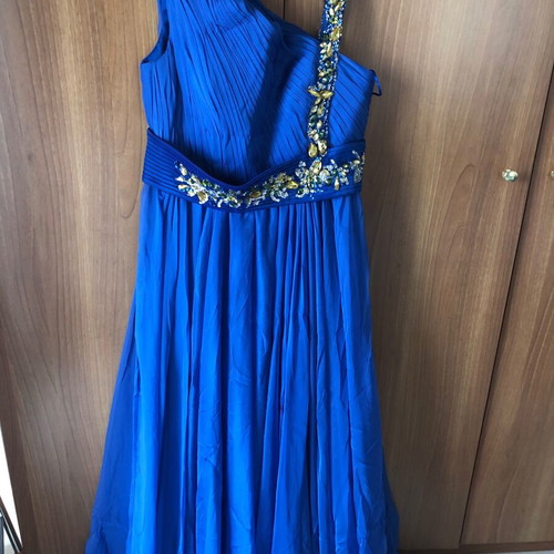 Formal long dress xl new, blue one-shoulder