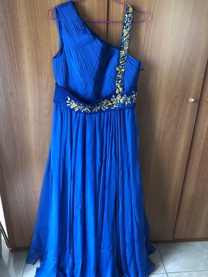 Formal long dress xl new, blue one-shoulder