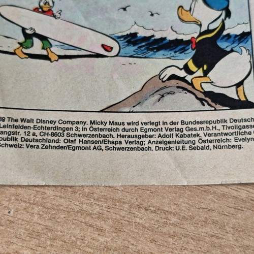Micky Maus magazine used, German edition 1988 with 1989 calendar