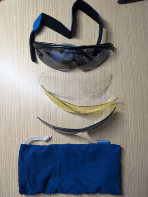 Decathlon cycling glasses used with interchangeable lens colors