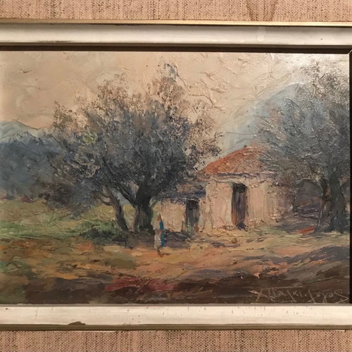 Oil painting by Ch. Palaiologos small on cardboard