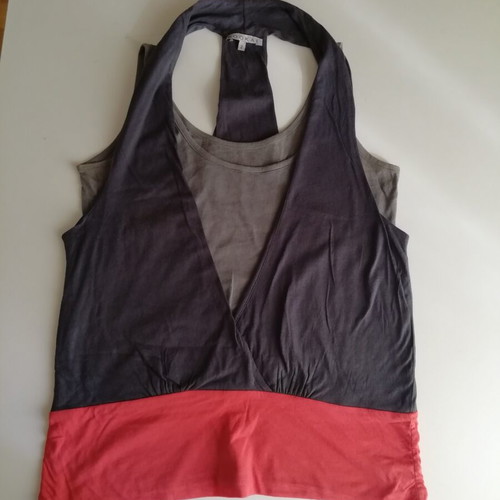 Kookai sleeveless blouse with 2 layers like new, size M/L, gray and red