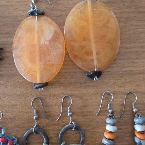 Boho earrings set used, 11 pairs multicolor
