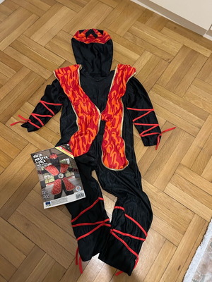 Ninja master of fire costume used, 5-7 years (116cm) missing belt