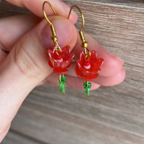 Handmade red earrings inspired by Barbie Fairytopia