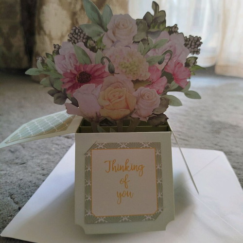 3D greeting card with flower bouquet and envelope new