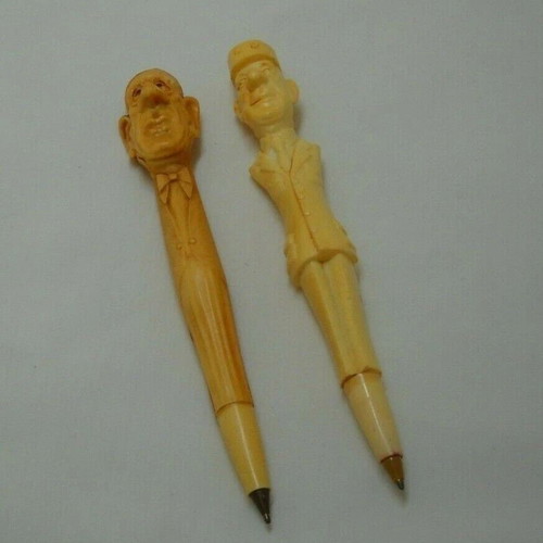 Vintage Spade Depose figure pens used, set of 2 with carvings