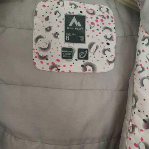 Mc Kinley kids jacket like new, white and grey, size 128 cm