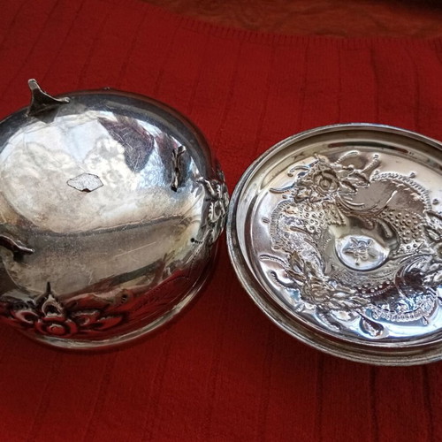Vintage Silver-Plated Jewelry Box used with embossed floral motif