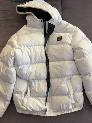 Vinyl white puffer jacket, XL