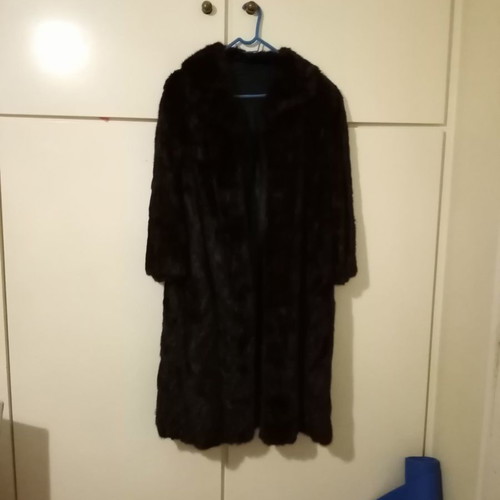 Mink fur coat new, long dark brown with lining