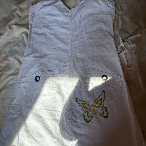 White cotton dress Lucy with butterfly print size S like new