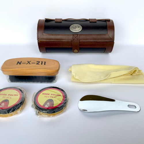 SPIRIT-OF-ST.LOUIS Travel Shoe Care Kit New Leatherette Case