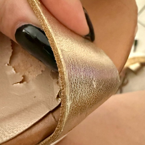 Real leather gold platform heels sandals used, size 37