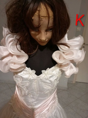 Wedding dress used with pink shades and embroidered bust, size XL