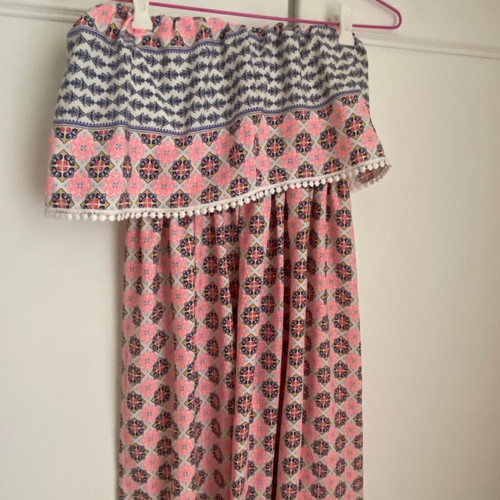 Maxi strapless dress Regalinas like new, white and pink