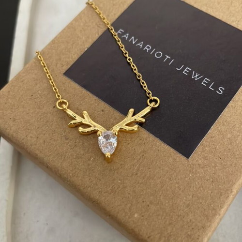 Deer pendant new, gold and silver steel