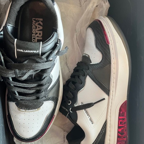 Karl Lagerfeld leather women's sneakers with croc details like new