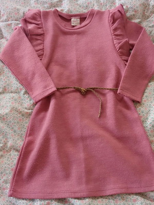 Dress used with metallic threads, size 8 years, dusty pink