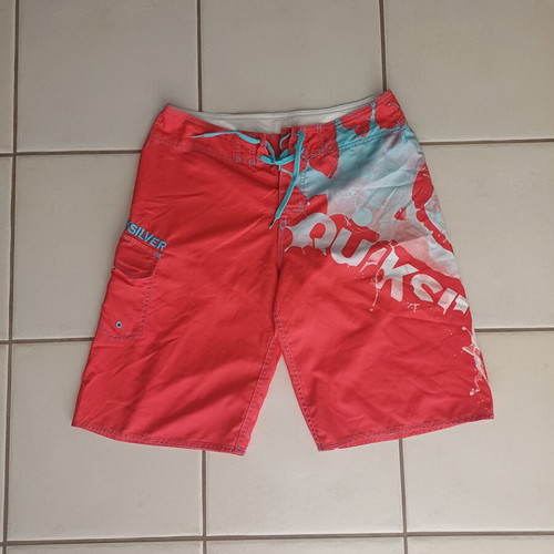 Quiksilver boardshort swim trunks like new, size 30, red and turquoise