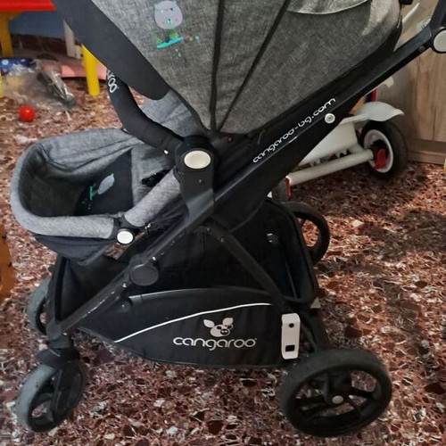 Cangaroo stroller used with accessories and storage basket