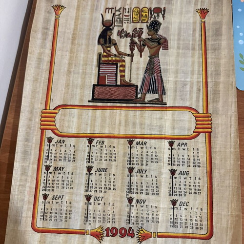 Authentic Papyrus from Cairo 1993 Calendar 1994 like new
