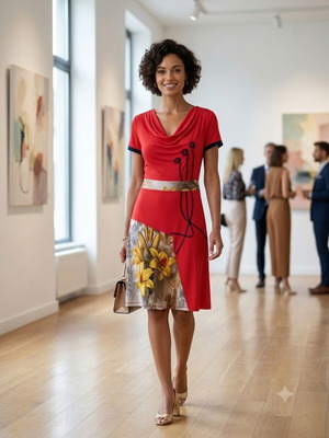 Kisha Italia women's red dress with floral print