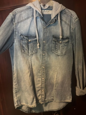 Bylot unisex denim jacket like new, detachable hood, size S