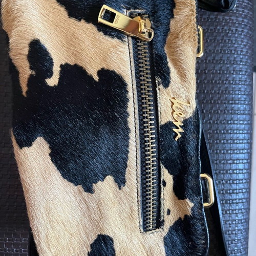 Kem leather crossbody bag used with animal print effect