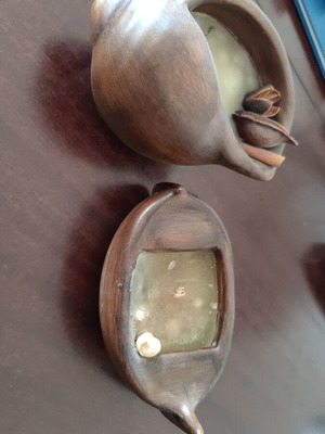 Wooden decorative candles boat and shell like new