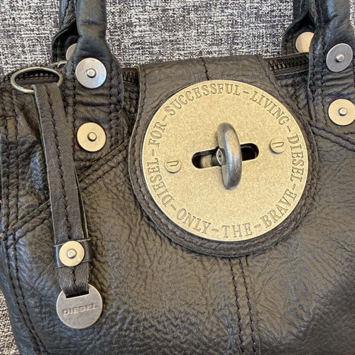 Diesel leather vintage Y2K bag used, black, hand-held