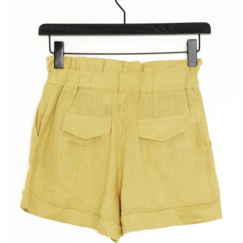 Linen high-waisted shorts Mango xsmall like new, yellow