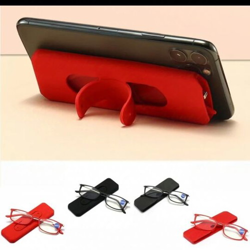 Presbyopic glasses 1.5 new with red silicone phone case