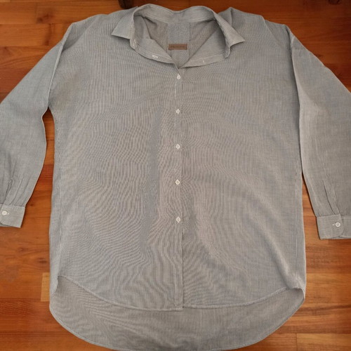 Philosophy shirt medium striped gray white used with small stain